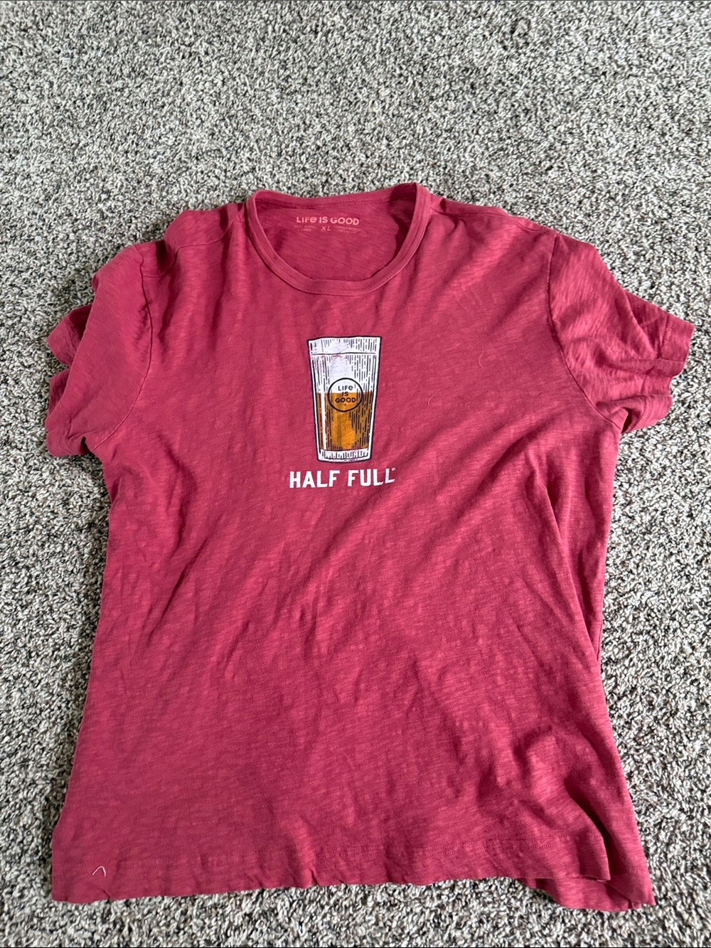 Life Is Good Red "Half Full" Graphic Tee